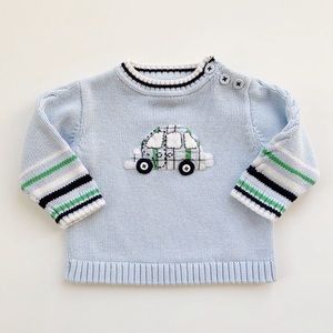 Hartstrings 6-9 mo Light Blue Car Sweater EUC